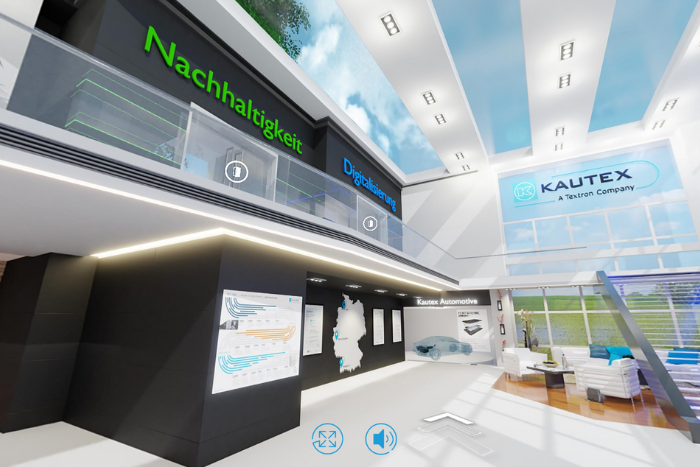 Access to the different areas in the virtual showroom
