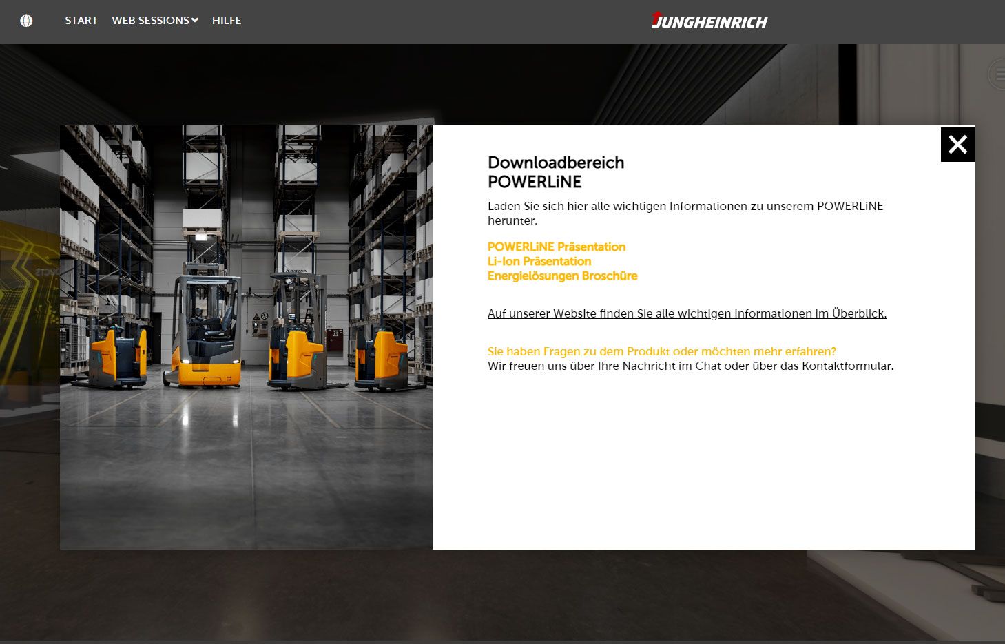 Downloadbereich des virtuellen Showrooms